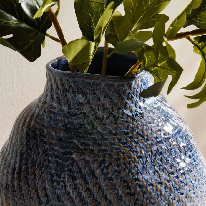 Gloria Textured Stoneware Vase 36.5X36X46.5Cm - Blue