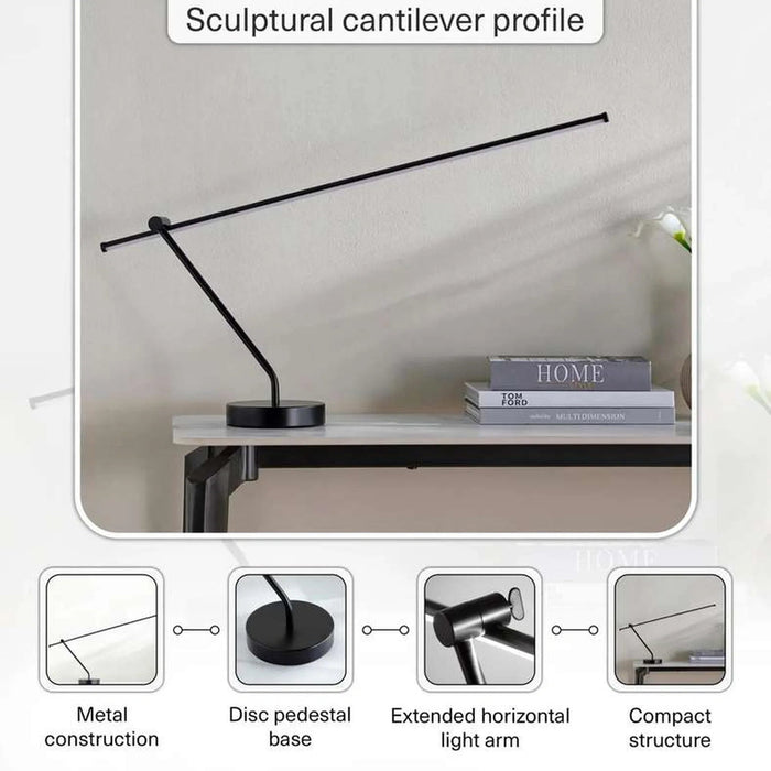 Glowmer 12W Integrated Table Lamp 80X15X85Cm - Matt Black Pan Home