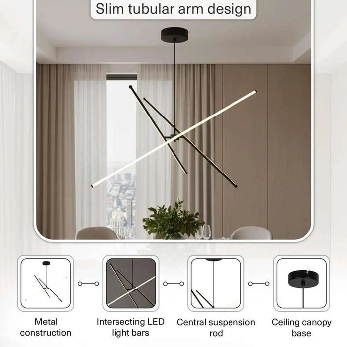 Glowmer 34W Integrated Pendant Lamp 90X120Cm - Matt Black Pan Home