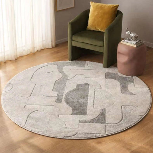 Glyph Tufted Abstract Rug Dia 120Cm - Grey Pan Home