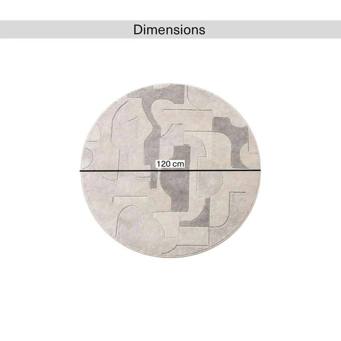 Glyph Tufted Abstract Rug Dia 120Cm - Grey Pan Home