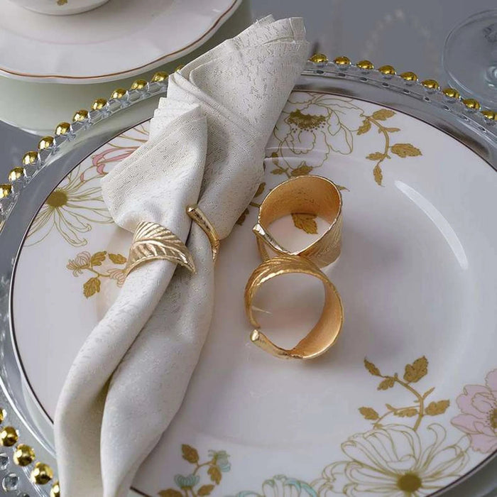 Golden Leaf S/2 Napkin Ring Gold Pan Home