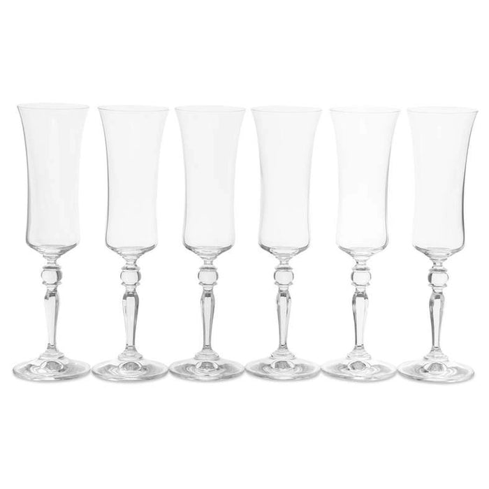 Grace 6-Piece Flute Crystal Glass Set 190Ml -Clear Pan Home