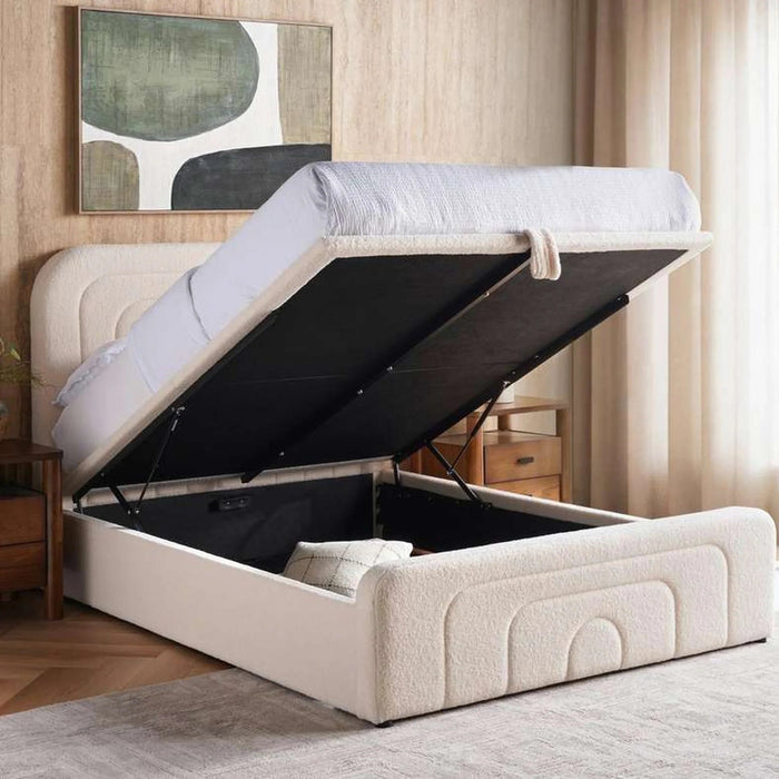 Grace King Bed 180X200 With Hydraulic Storage - Cream White Pan Home