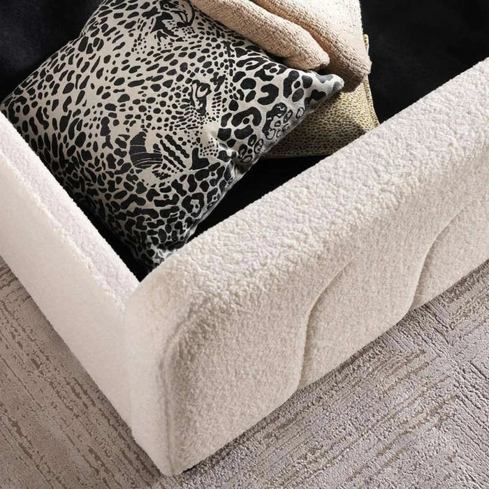 Grace King Bed 180X200 With Hydraulic Storage - Cream White Pan Home