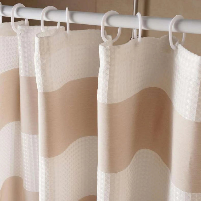 Gradient Waffle  Stripe Shower Curtain 180X180 Cm-Beige Pan Home