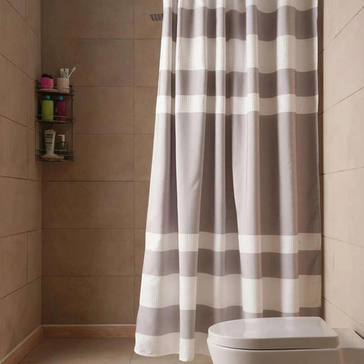 Gradient Waffle  Stripe Shower Curtain 180X180 Cm-Grey Pan Home