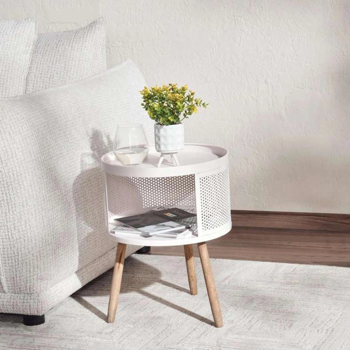 Gradin End Table With Storage Wood Pan Home