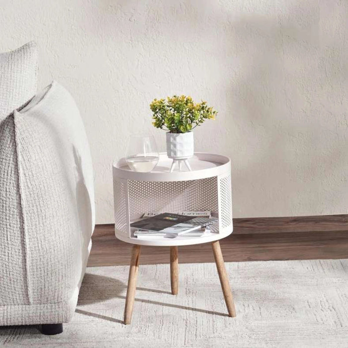 Gradin End Table With Storage Wood Pan Home