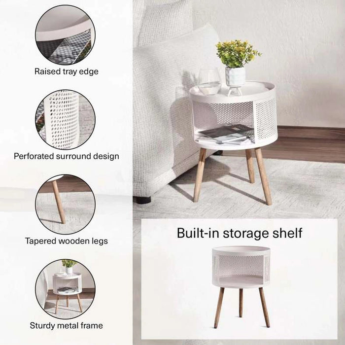 Gradin End Table With Storage Wood Pan Home