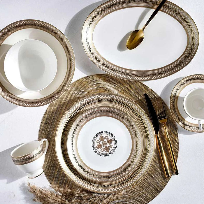 Grandeur 32-Piece New Bone China Dinner Set -White & Gold