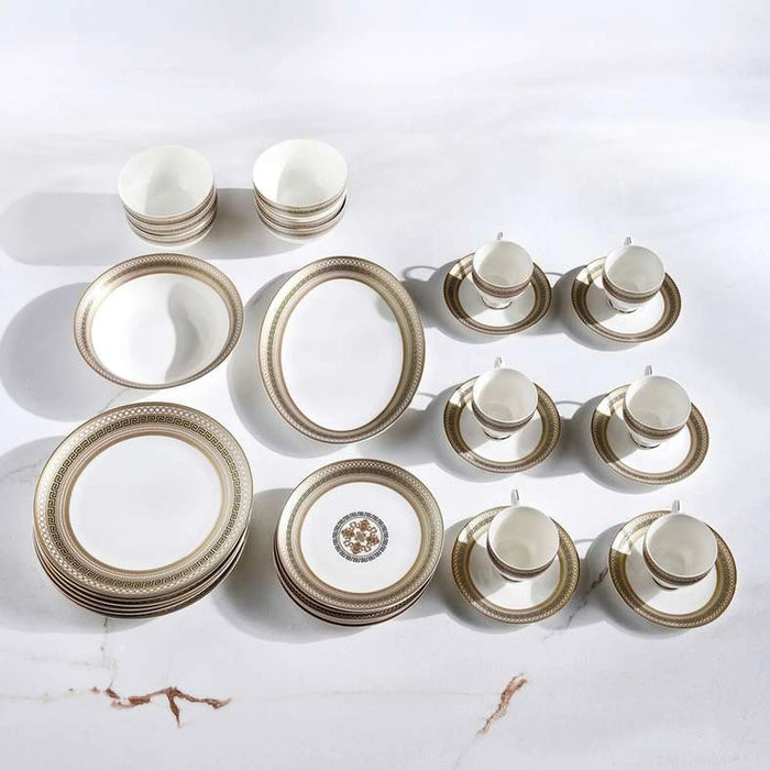 Grandeur 32-Piece New Bone China Dinner Set -White & Gold
