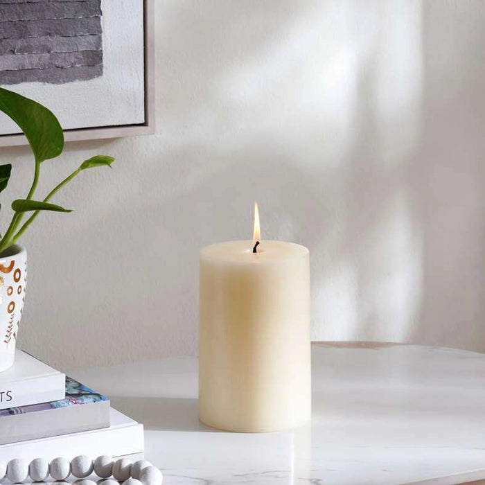 Grandiose White Velvet Scented Pillar Candle 10.16X15.24cm- 120 Hrs Pan Home