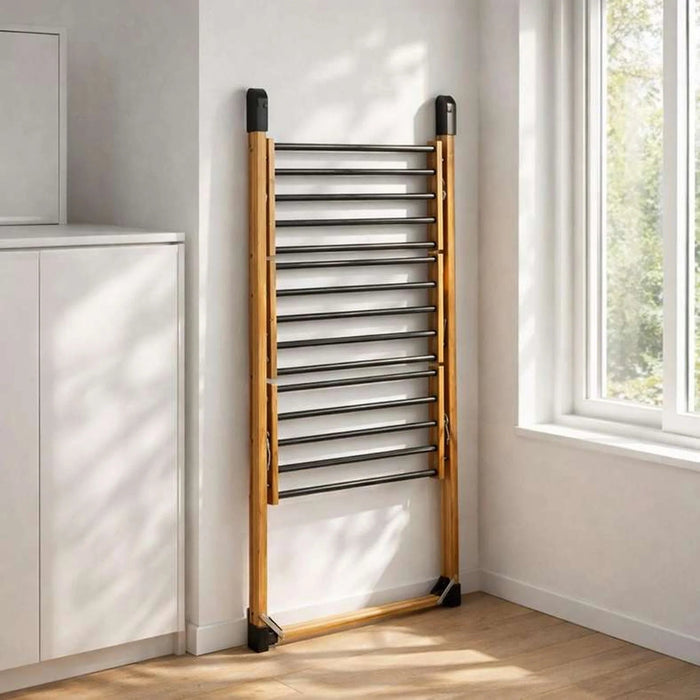Greg Foldable Bamboo Cloth Dryer With 21M Drying Space  66X74X135Cm - Natural/Black Pan Home