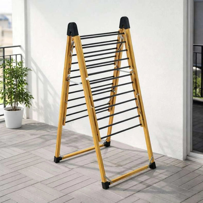 Greg Foldable Bamboo Cloth Dryer With 21M Drying Space  66X74X135Cm - Natural/Black Pan Home
