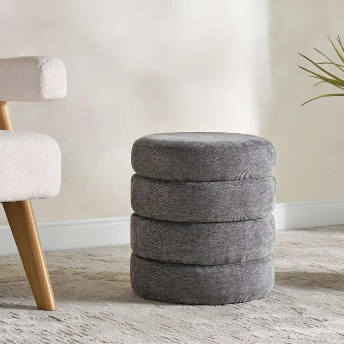 Greta Round Pouf 39X39X42Cm - Grey
