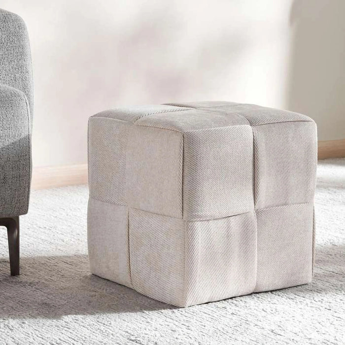 Greta Woven Pouf 40X40X41Cm - Cream