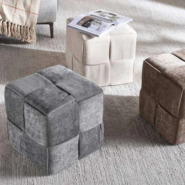 Greta Woven Pouf 40X40X41Cm - Cream