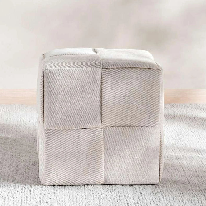 Greta Woven Pouf 40X40X41Cm - Cream