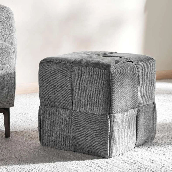 Greta Woven Pouf 40X40X41Cm - Grey