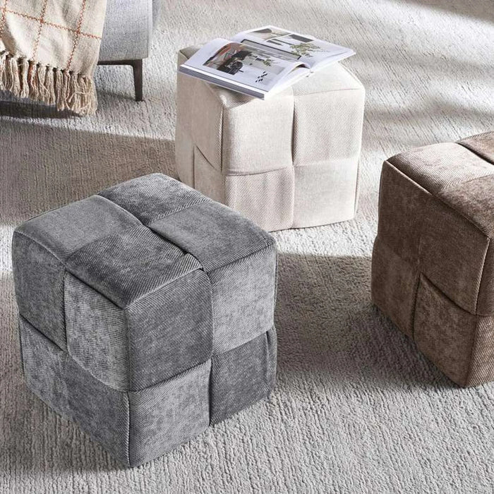 Greta Woven Pouf 40X40X41Cm - Grey