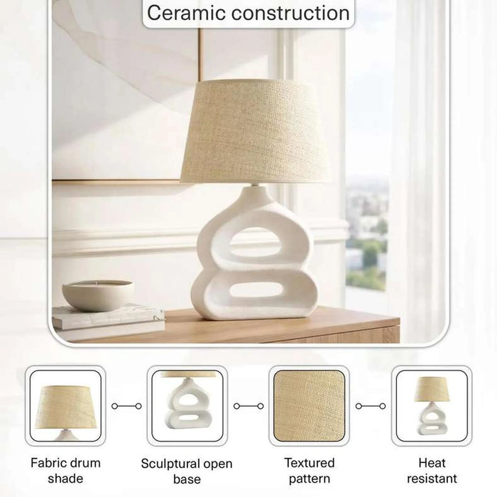 Griffin E27 Ceramic Table Lamp 35X25X53Cm - Natural