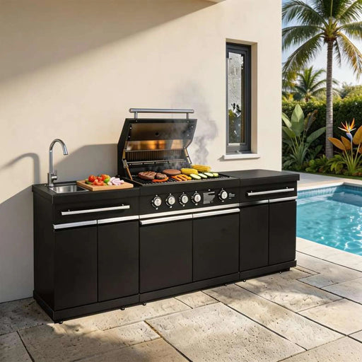 Grill Master Station Outdoor Kitchen - Black Pan Home