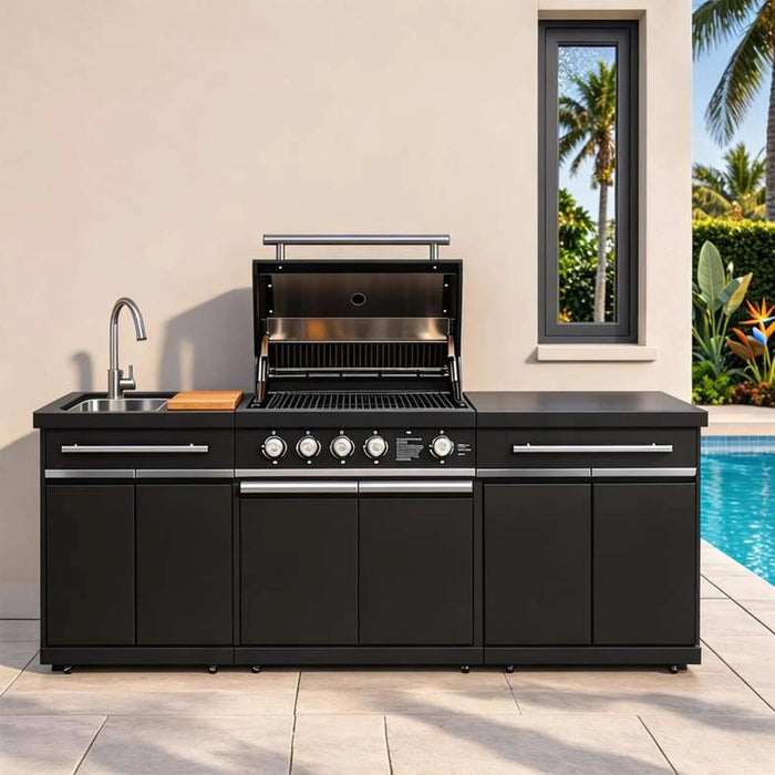 Grill Master Station Outdoor Kitchen - Black Pan Home