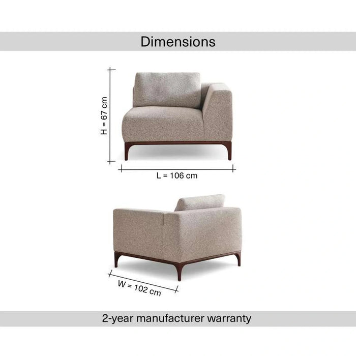 Grimm One Seater With Left Arm- Grey