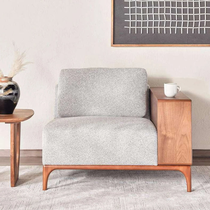 Grimm Right 1 Seater Arm With Bookcase- Grey