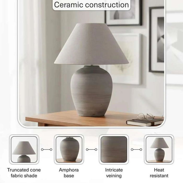 Grindon E27 Ceramic Table Lamp 38X64Cm - Grey
