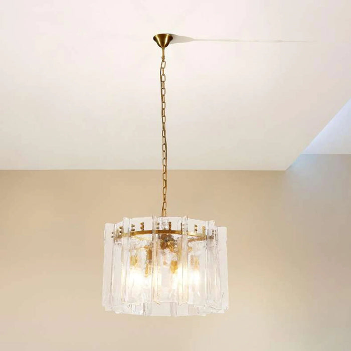 Grossvenor Handcrafted Glass 6-Light E27 Luxury Chandelier 63X63X41Cm - Gold Pan Home