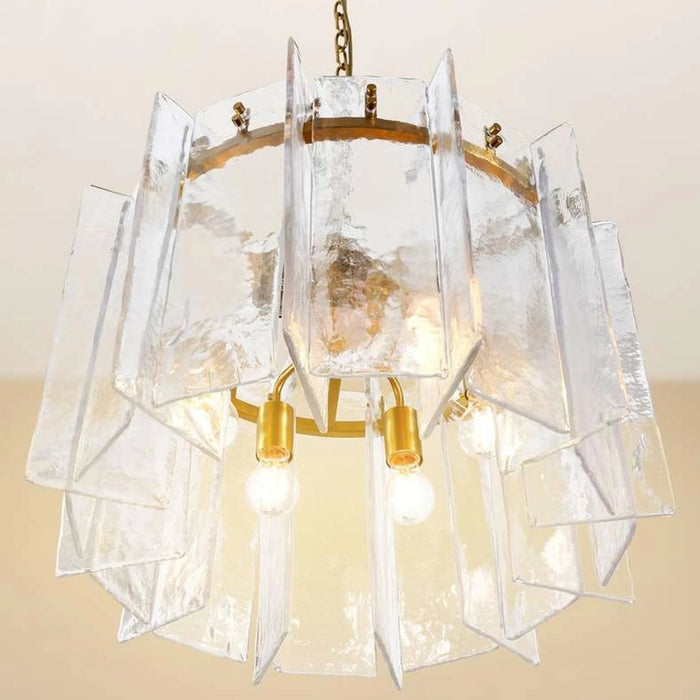 Grossvenor Handcrafted Glass 6-Light E27 Luxury Chandelier 63X63X41Cm - Gold Pan Home