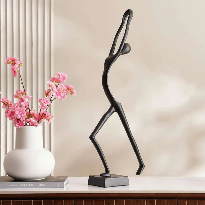 Gwen Metal Decor Dancing Lady Sculpture 28X70Cm - Black Pan Home
