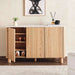 Gwetto Shoe Rack 16 Pairs With 3 Door Veneer - Natural Pan Home