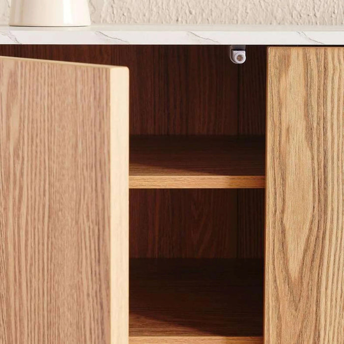 Gwetto Shoe Rack 16 Pairs With 3 Door Veneer - Natural Pan Home