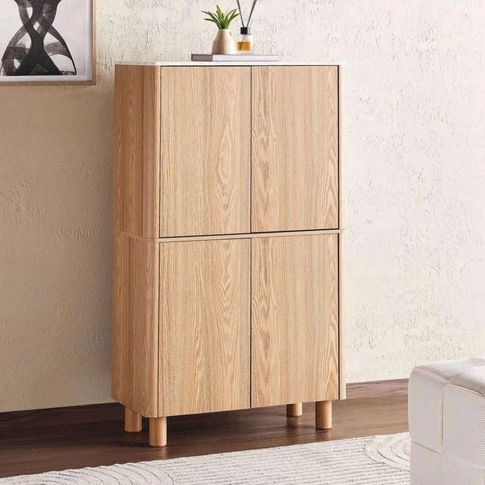 Gwetto Shoe Rack 18 Pairs With 4 Drawer Veneer - Natural
