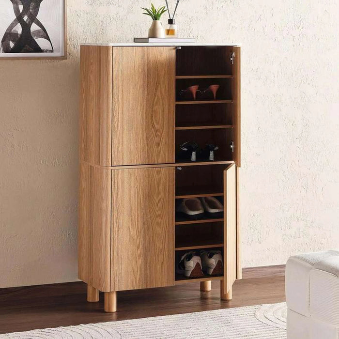 Gwetto Shoe Rack 18 Pairs With 4 Drawer Veneer - Natural