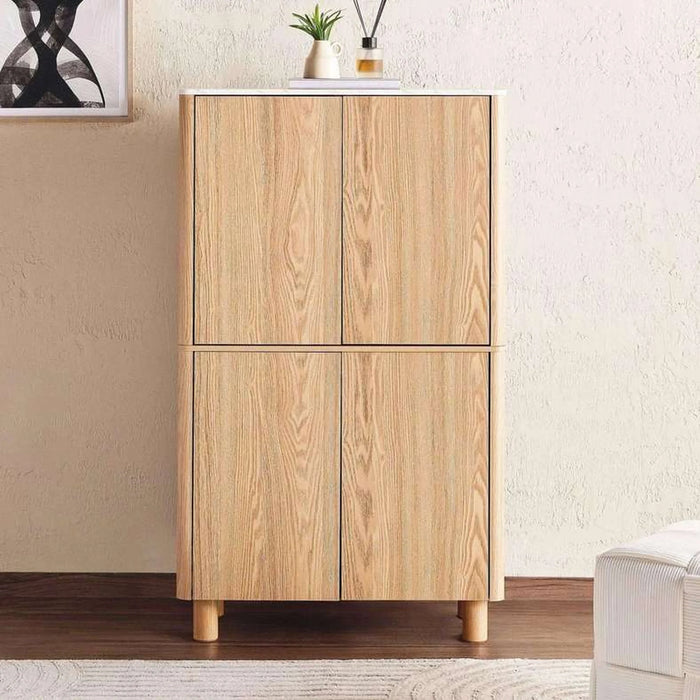 Gwetto Shoe Rack 18 Pairs With 4 Drawer Veneer - Natural