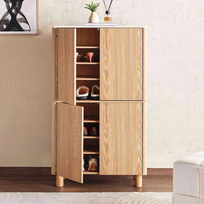 Gwetto Shoe Rack 18 Pairs With 4 Drawer Veneer - Natural