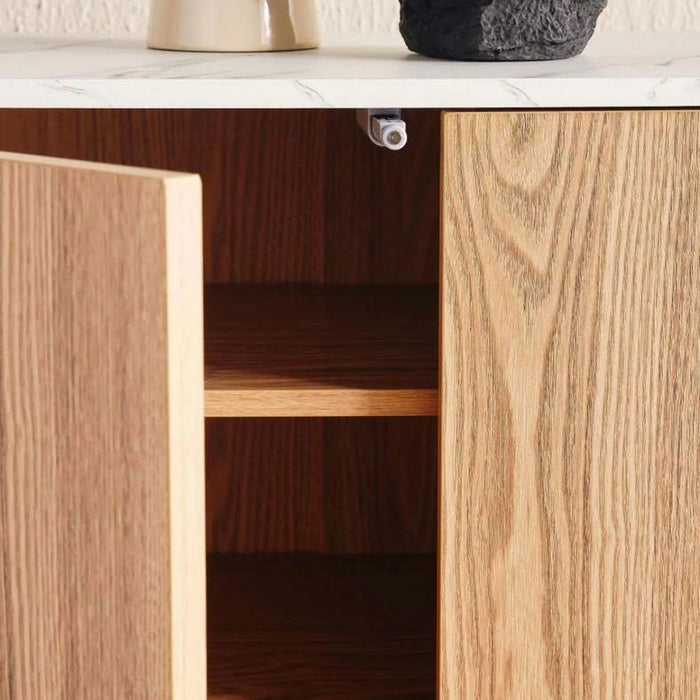 Gwetto Shoe Rack 8 Pairs With 2 Door Veneer - Natural