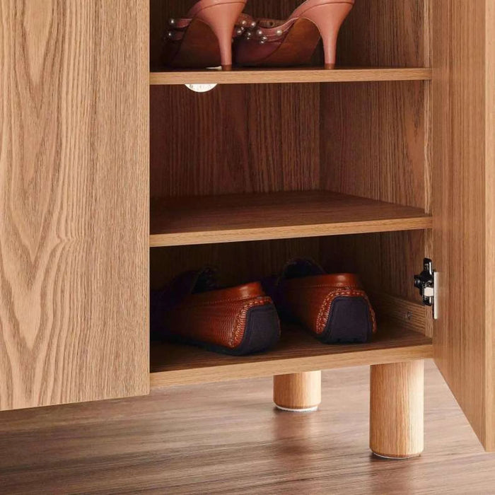Gwetto Shoe Rack 8 Pairs With 2 Door Veneer - Natural