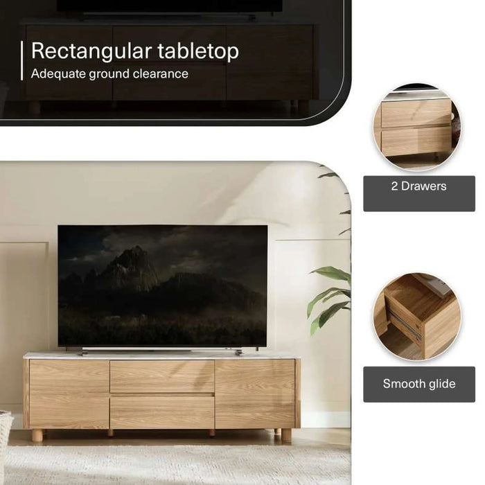 Gwetto Tv Unit Upto 80 Inches Veneer - Natural