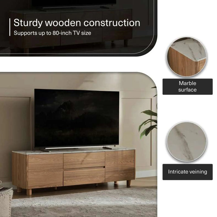 Gwetto Tv Unit Upto 80 Inches Veneer - Natural
