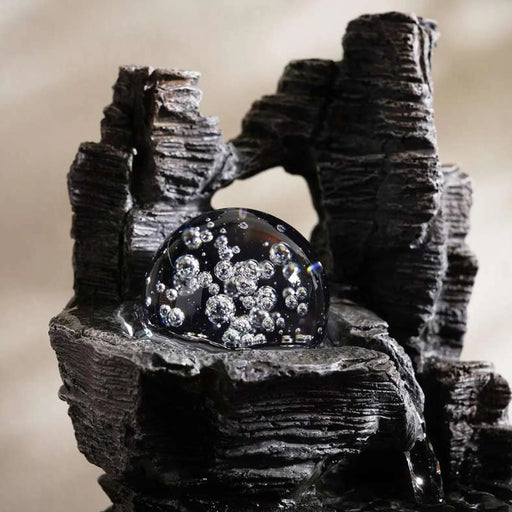 Halcyon Table Fountain With Crystal Ball 18X18X24Cm - Grey Pan Home