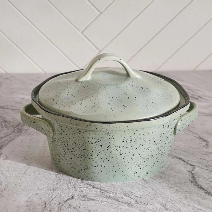 Haldor Speckled Stoneware Casserole 1.4L -Green