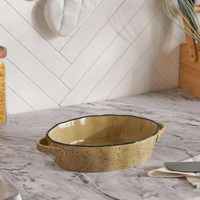 Haldor Speckled Stoneware Oval Baking Dish 30X18.3X6.2Cm -Brown Pan Home