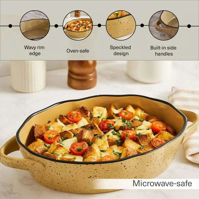Haldor Speckled Stoneware Oval Baking Dish 30X18.3X6.2Cm -Brown Pan Home