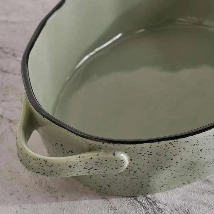 Haldor Speckled Stoneware Oval Baking Dish 30X18.3X6.2Cm -Green Pan Home