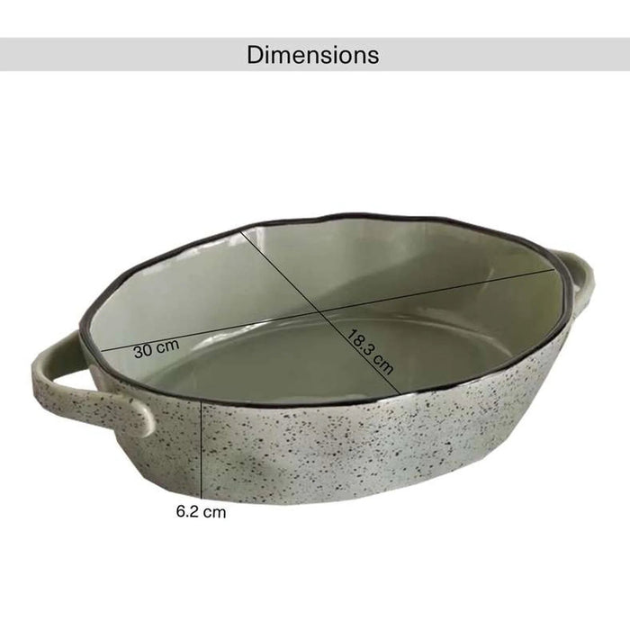 Haldor Speckled Stoneware Oval Baking Dish 30X18.3X6.2Cm -Green Pan Home
